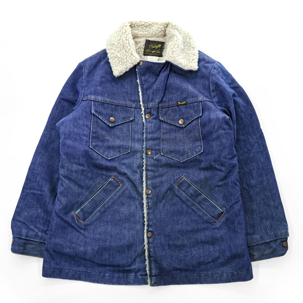 Vintage 1970s Wrangler Wrange Coat Sherpa-Lined Denim Ranch Jacket Made in USA Size M
