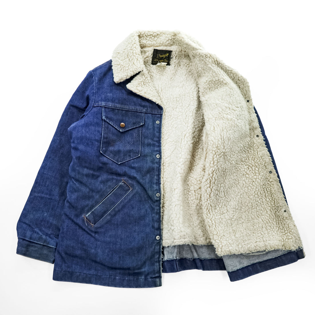Vintage 1970s Wrangler Wrange Coat Sherpa-Lined Denim Ranch Jacket Made in USA Size M