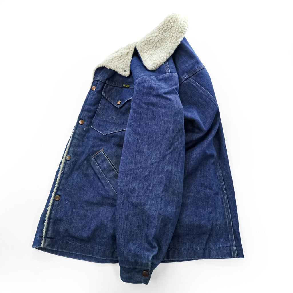 Vintage 1970s Wrangler Wrange Coat Sherpa-Lined Denim Ranch Jacket Made in USA Size M