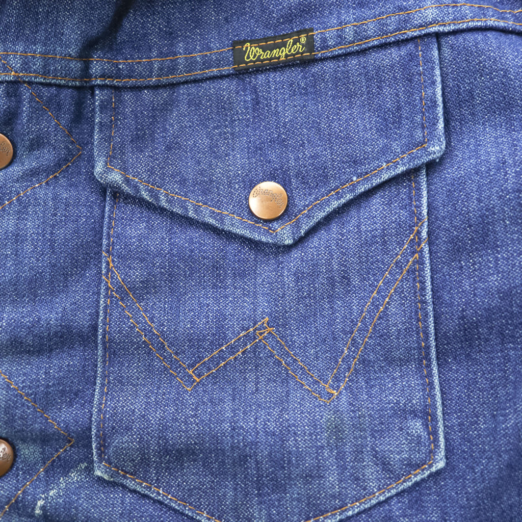 Vintage 1970s Wrangler Wrange Coat Sherpa-Lined Denim Ranch Jacket Made in USA Size M