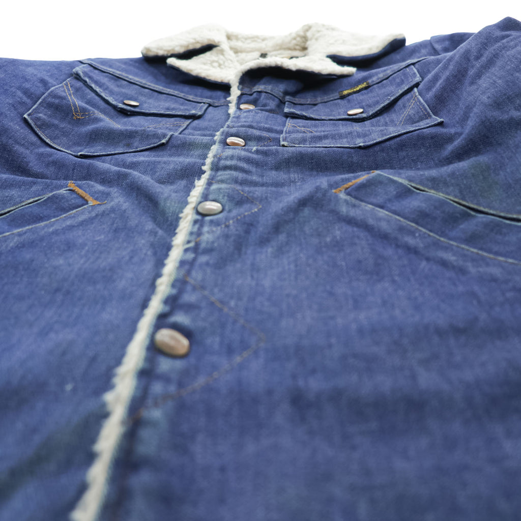 Vintage 1970s Wrangler Wrange Coat Sherpa-Lined Denim Ranch Jacket Made in USA Size M