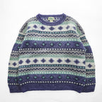 90s L.L.Bean Fair Isle Mohair Blend Knit Sweater Women's M Made in Hong Kong