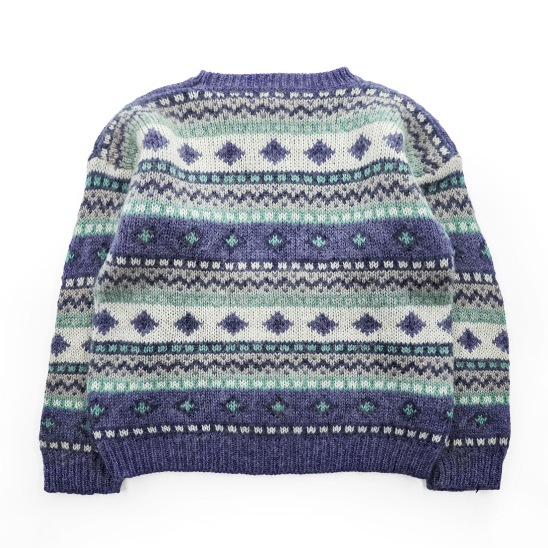 90s L.L.Bean Fair Isle Mohair Blend Knit Sweater Women's M Made in Hong Kong