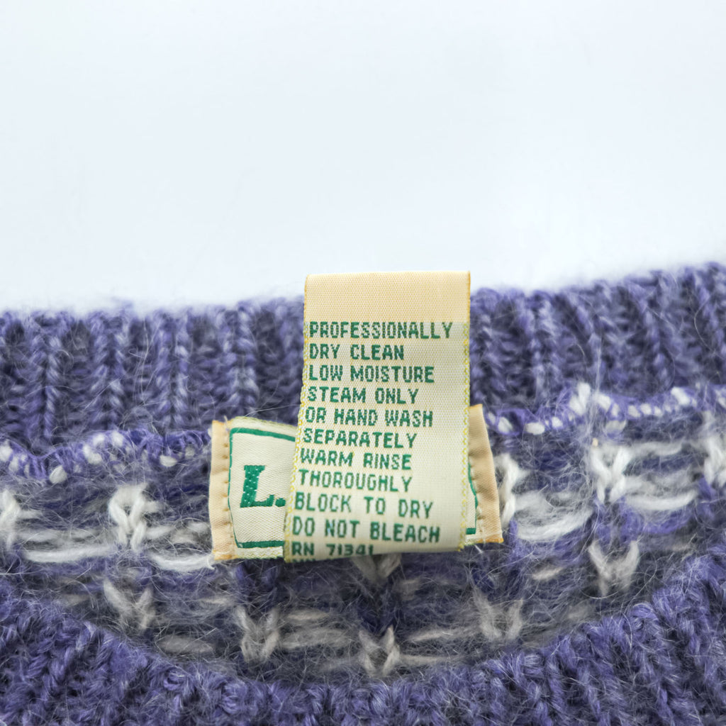 90s L.L.Bean Fair Isle Mohair Blend Knit Sweater Women's M Made in Hong Kong