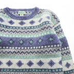 90s L.L.Bean Fair Isle Mohair Blend Knit Sweater Women's M Made in Hong Kong