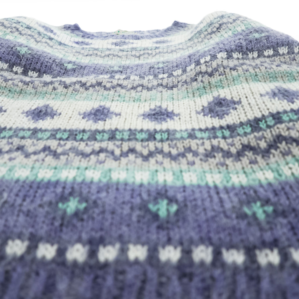 90s L.L.Bean Fair Isle Mohair Blend Knit Sweater Women's M Made in Hong Kong