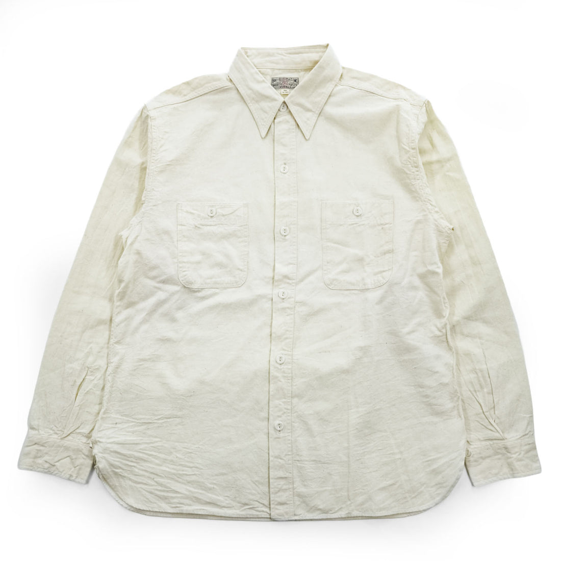 BUZZ RICKSON'S BR25996 Cotton Two-Pocket Work Shirt Ivory Made in Japan Size 16-16 1/2 WHITE CHAMBRAY WORK SHIRT (LONG SLEEVE) 50s