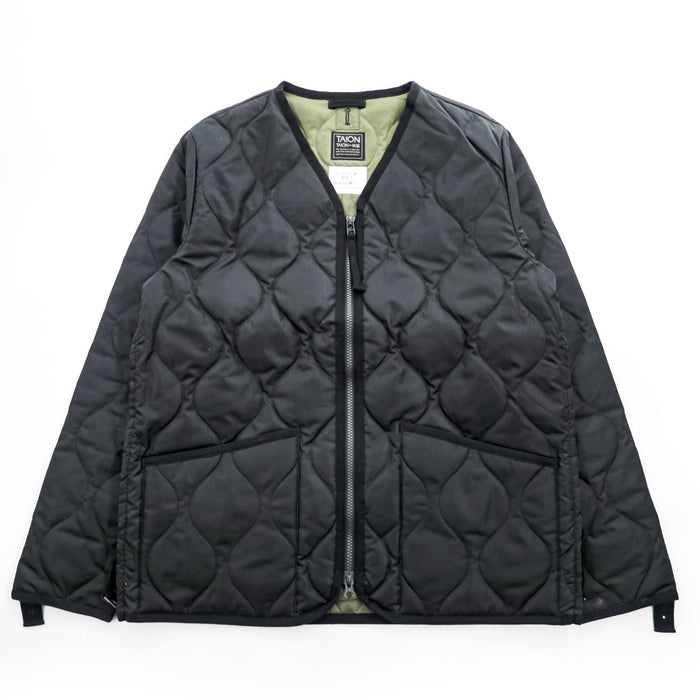 TAION  ミリタリー Vネックジップ ダウンジャケット L ダブルジップ サイドスリット V NECK ZIP JACKETS キルティング 101ZML-1