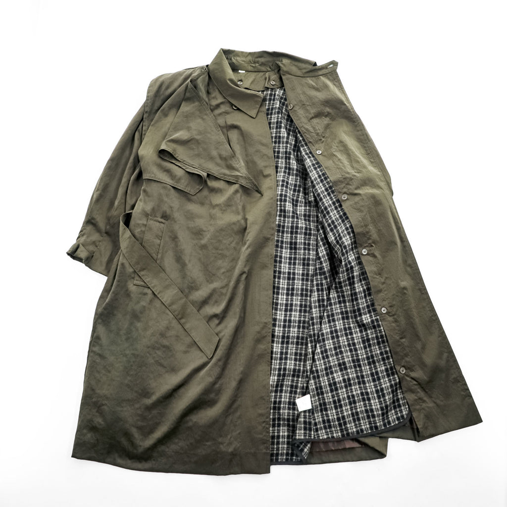Vintage Belted Trench Coat 日本製 トレンチコート M ブラウン ベルト付 ライナー着脱 アシンメトリー