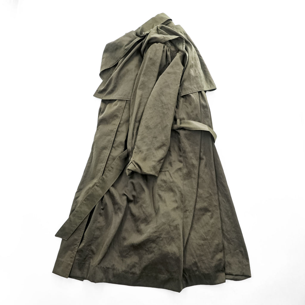 Vintage Belted Trench Coat 日本製 トレンチコート M ブラウン ベルト付 ライナー着脱 アシンメトリー