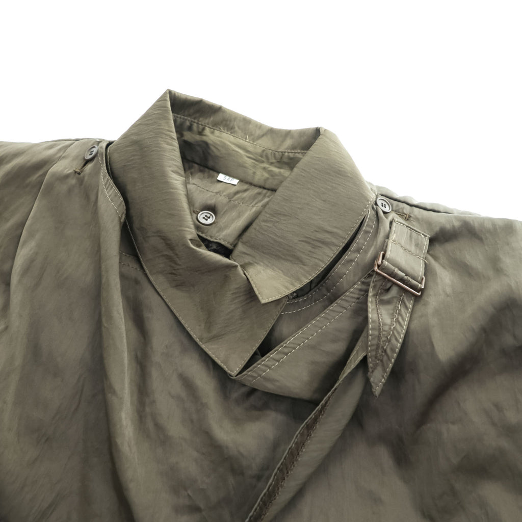 Vintage Belted Trench Coat 日本製 トレンチコート M ブラウン ベルト付 ライナー着脱 アシンメトリー