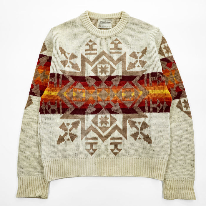 PENDLETON 70年代 USA製 ヴィンテージ 100%バージンウール ニット セーター M ベージュ 白タグ ネイティブ柄