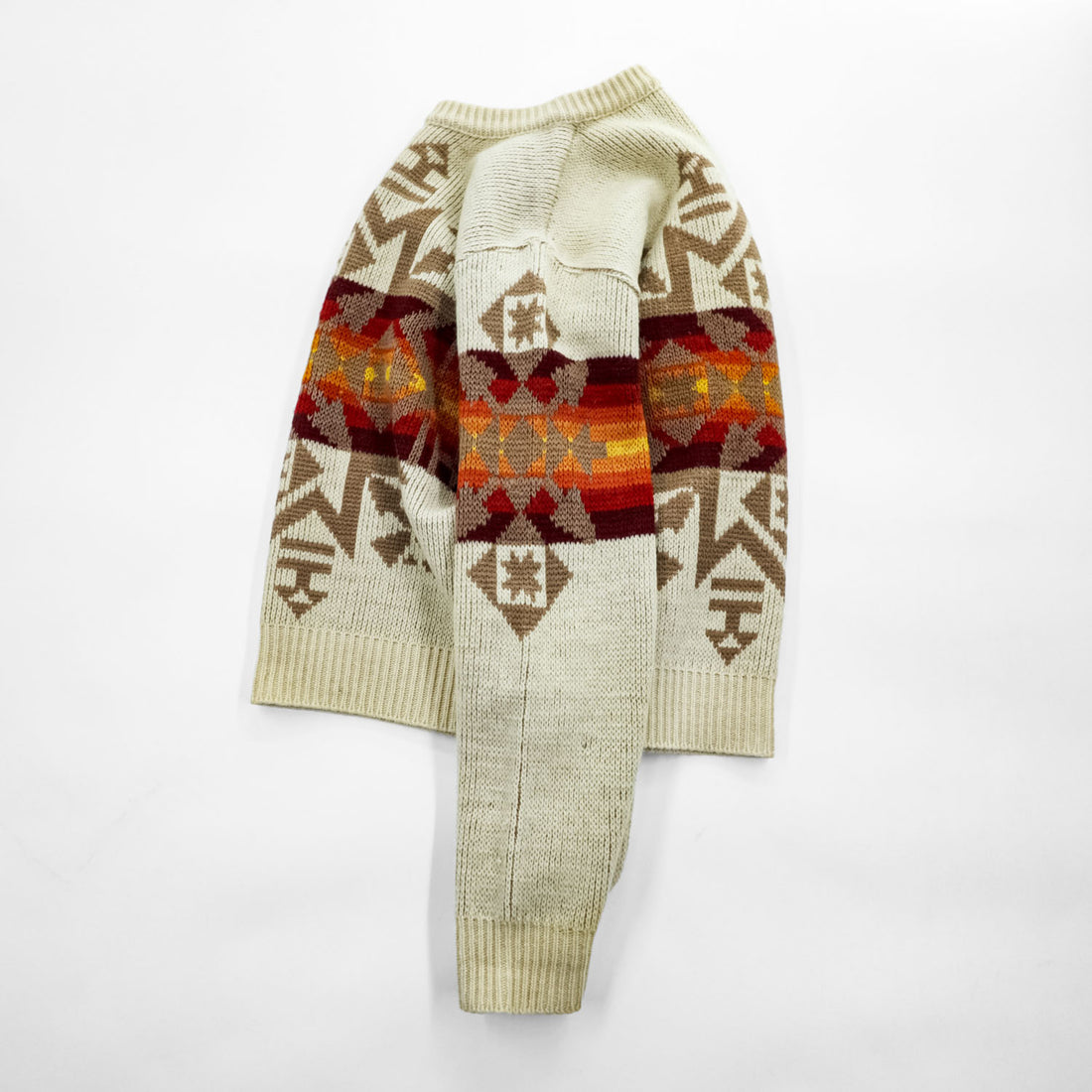 PENDLETON 70年代 USA製 ヴィンテージ 100%バージンウール ニット セーター M ベージュ 白タグ ネイティブ柄