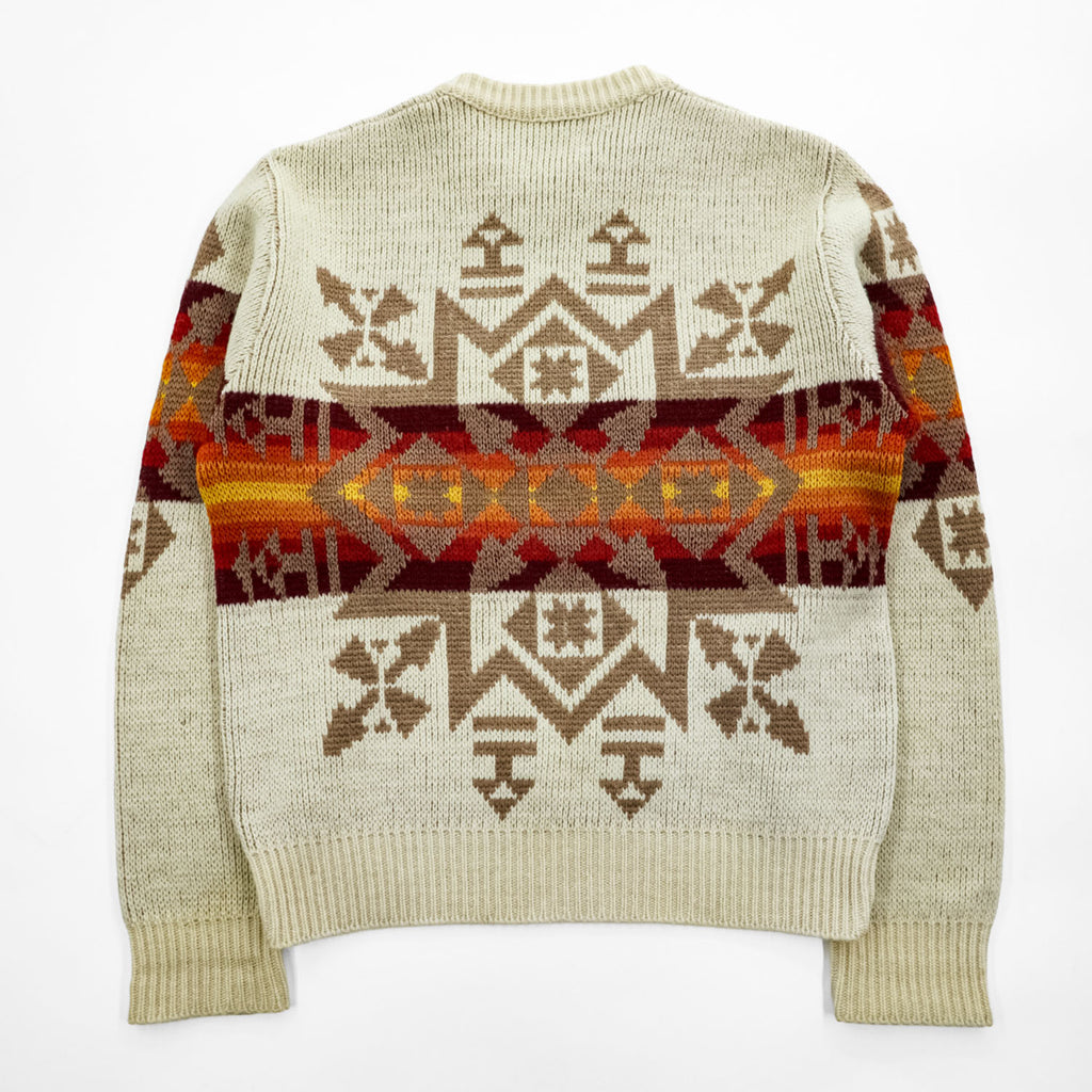 PENDLETON 70年代 USA製 ヴィンテージ 100%バージンウール ニット セーター M ベージュ 白タグ ネイティブ柄