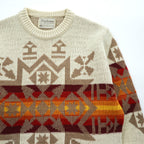 PENDLETON 70年代 USA製 ヴィンテージ 100%バージンウール ニット セーター M ベージュ 白タグ ネイティブ柄