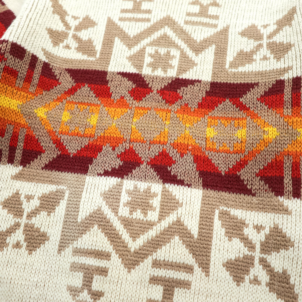PENDLETON 70年代 USA製 ヴィンテージ 100%バージンウール ニット セーター M ベージュ 白タグ ネイティブ柄