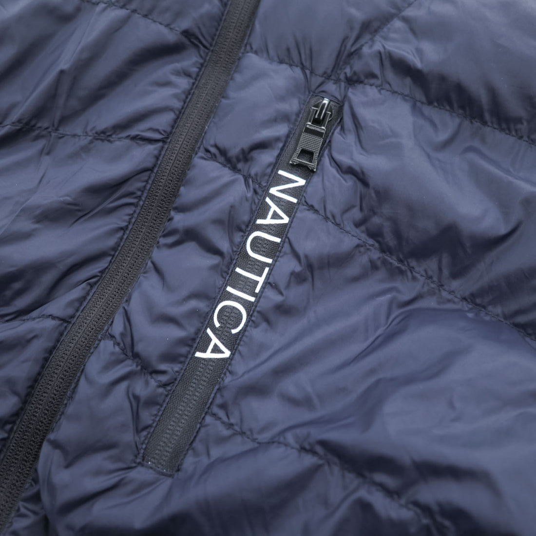 NAUTICA ダウンジャケット XL ネイビー 防水 ドローコード フード付き ジップポケット LIGHT WEIGHT