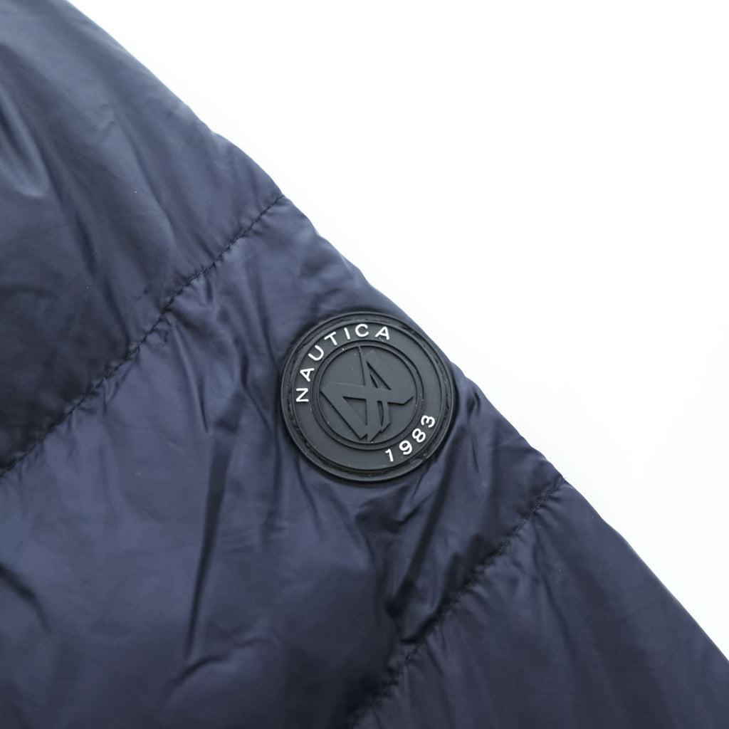 NAUTICA ダウンジャケット XL ネイビー 防水 ドローコード フード付き ジップポケット LIGHT WEIGHT