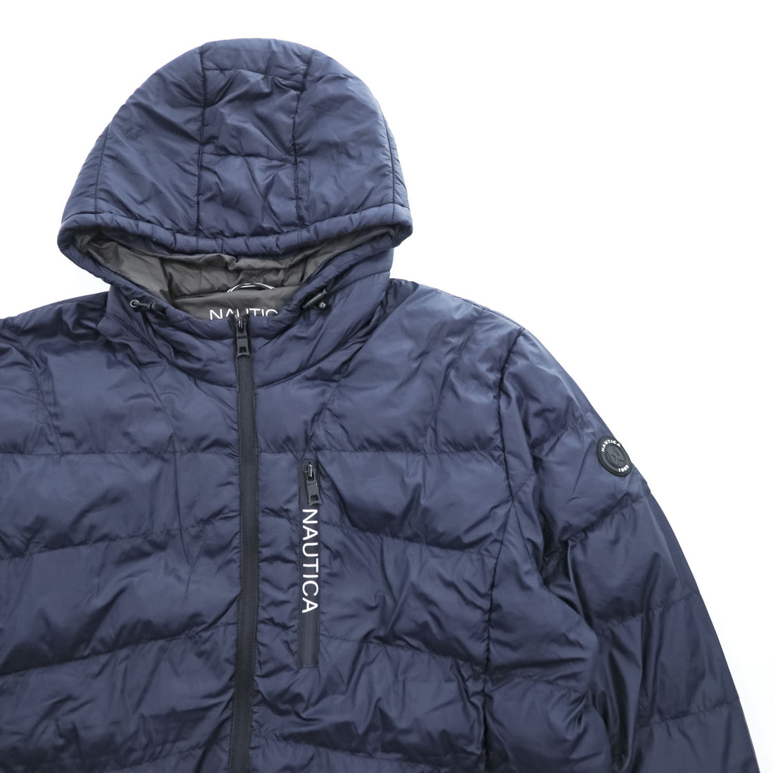 NAUTICA ダウンジャケット XL ネイビー 防水 ドローコード フード付き ジップポケット LIGHT WEIGHT