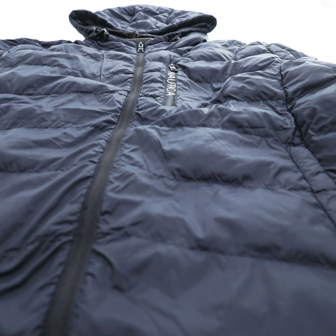 NAUTICA ダウンジャケット XL ネイビー 防水 ドローコード フード付き ジップポケット LIGHT WEIGHT