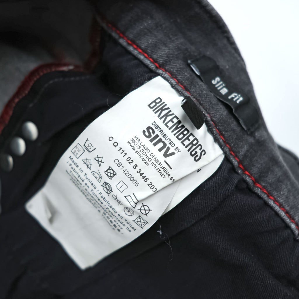 BIKKEMBERGS Slim Fit Black Denim Jeans Size 36 Made in Tunisia