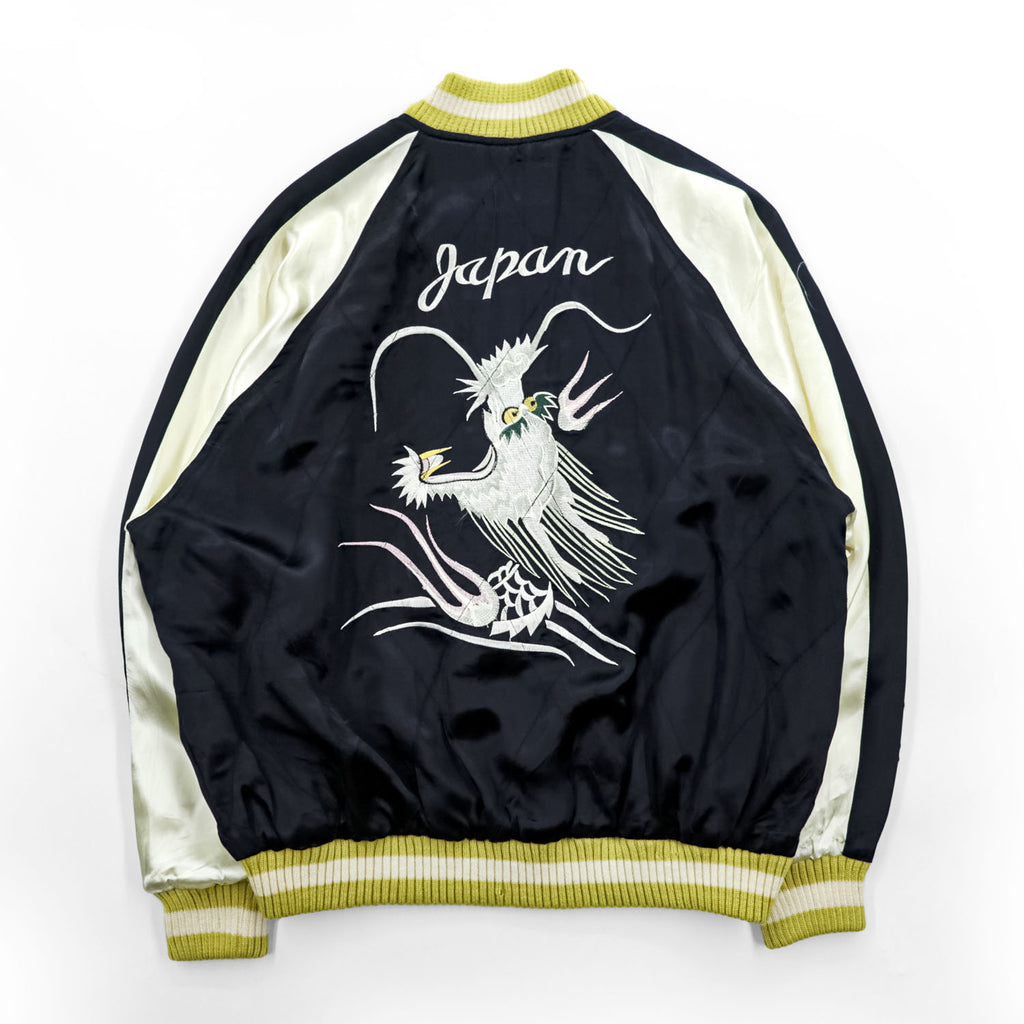 1990s HOUSTON Dragon Embroidered Souvenir Jacket Navy Size L - photo 4