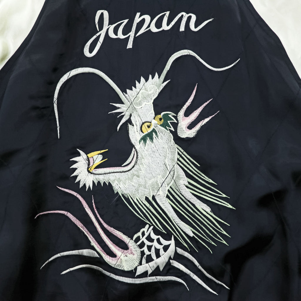 1990s HOUSTON Dragon Embroidered Souvenir Jacket Navy Size L - photo 8
