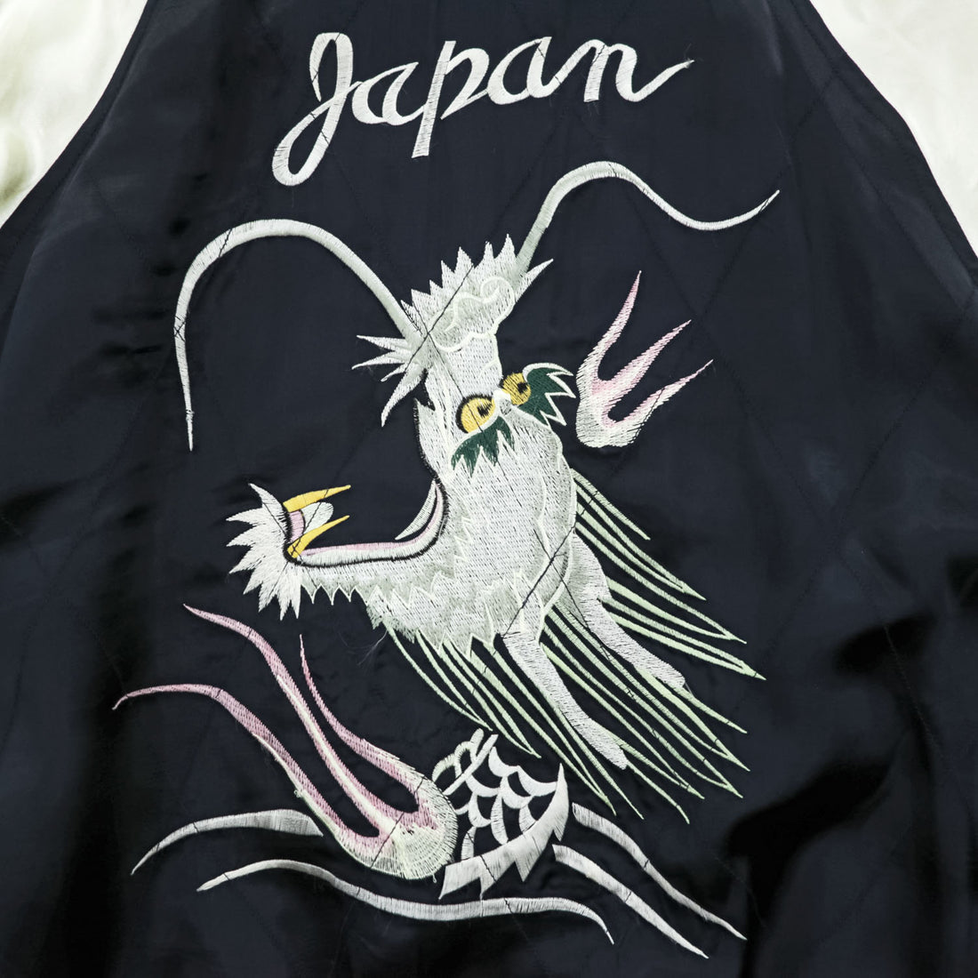 1990s HOUSTON Dragon Embroidered Souvenir Jacket Navy Size L - photo 8