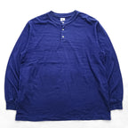 blurhms ROOTSTOCK 日本製 ヘンリーネック 長袖 ロングスリーブ Tシャツ ロンT L ネイビー ブルー