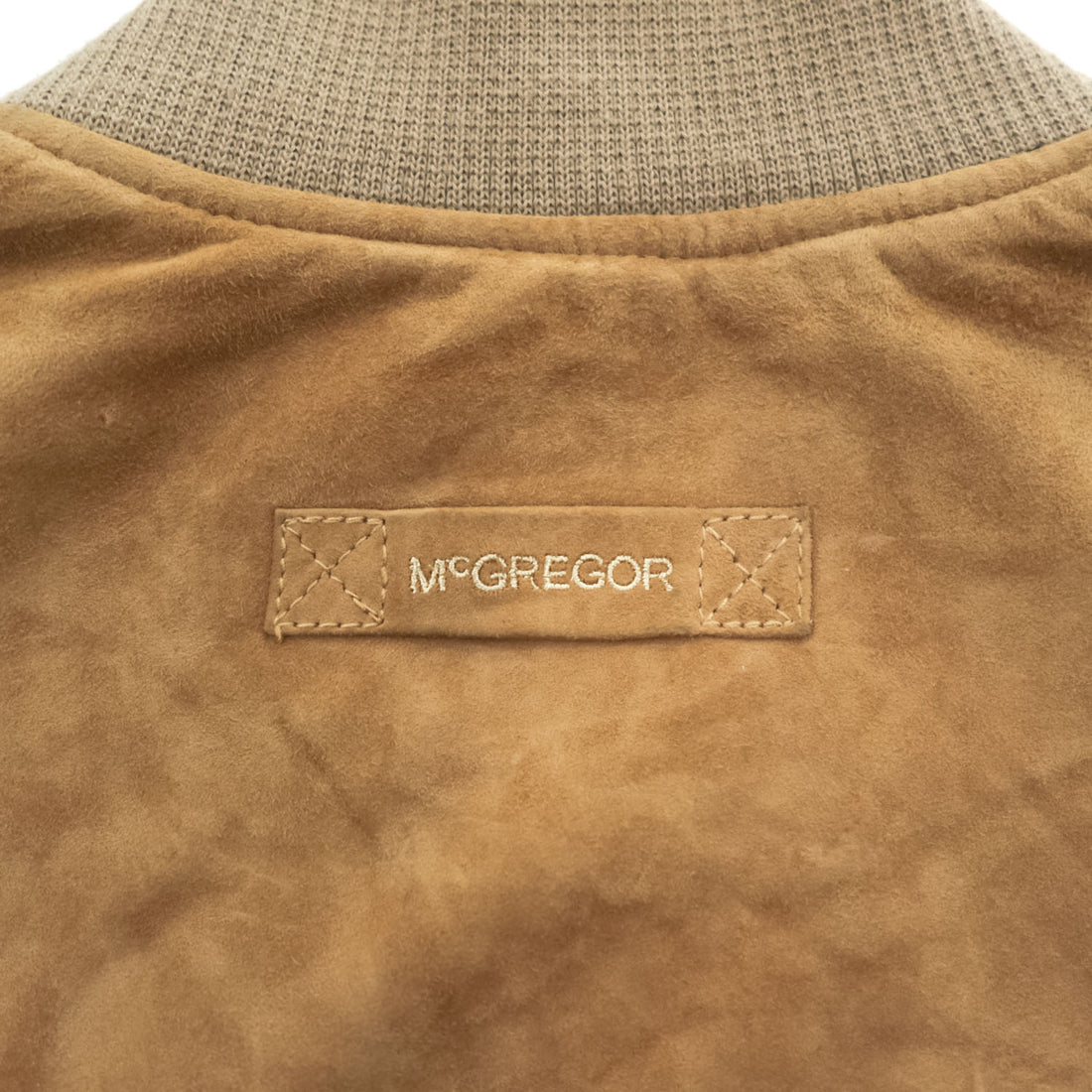 McGREGOR ゴートスエードレザー ボンバージャケット MA-1 リブブルゾン XL キャメル ブラウン ジップポケット