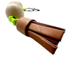 nodzoku Carabiner Keychain Keyring Wood Ball Tassel Wiz Beige