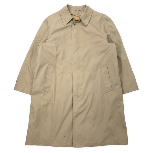 BOTANY 500 Made in USA 80's Stainless Steel Collar Coat 44 Beige Polyester Cotton Tweed Liner Removable