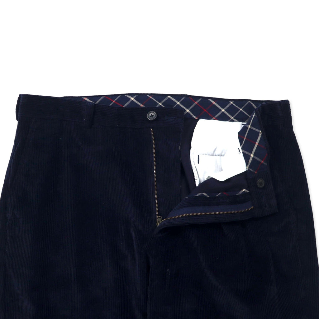 346 BROOKS BROTHERS ワイドシルエット コーデュロイ テーパードパンツ 38 ネイビー コットン スリランカ製 - 日本然リトテ