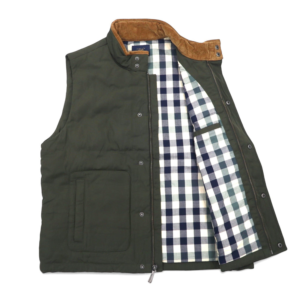 346 BROOKS BROTHERS ダウンベスト インサレーションベスト 中綿 L カーキ ポリエステル 襟コーデュロイ - 日本然リトテ