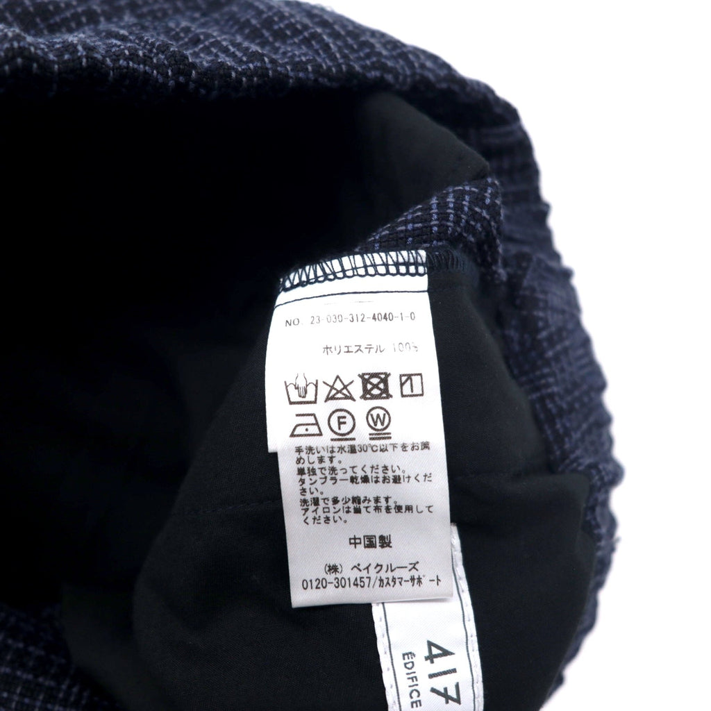 417 EDIFICE 2タック イージー スラックスパンツ L ネイビー チェック ポリエステル 23 - 030 - 312 - 4040 - 1 - 0 - 日本然リトテ