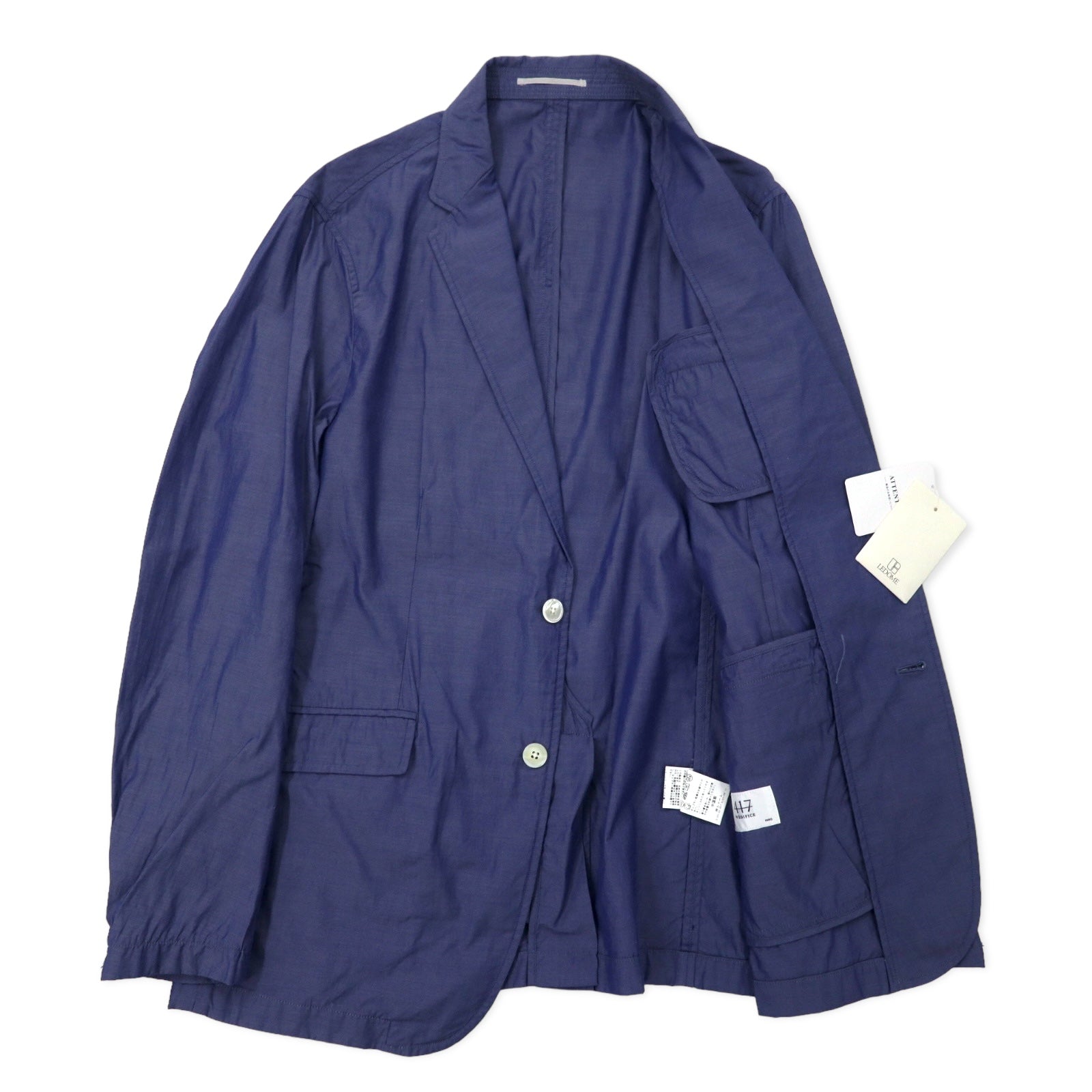 417 EDIFICE 2B テーラードジャケット L ブルー コットン 15 - 010 - 312 - 3006 未使用品 - 日本然リトテ