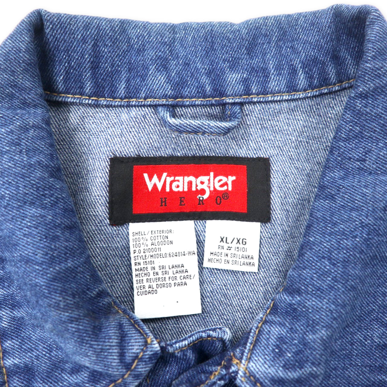 Wrangler HERO 90年代 デニムジャケット Gジャン XL ブルー コットン ユーロモデル スリランカ製