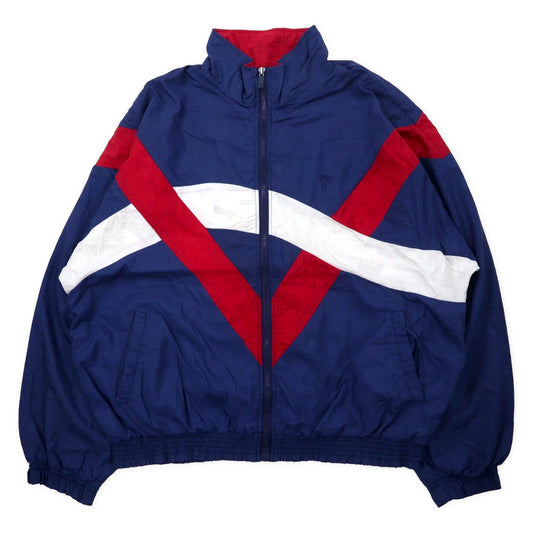 TODD1 90年代 ナイロンジャケット トレーニングジャケット XL ネイビー ワンポイントロゴ刺繍 ビッグサイズ モンゴル製