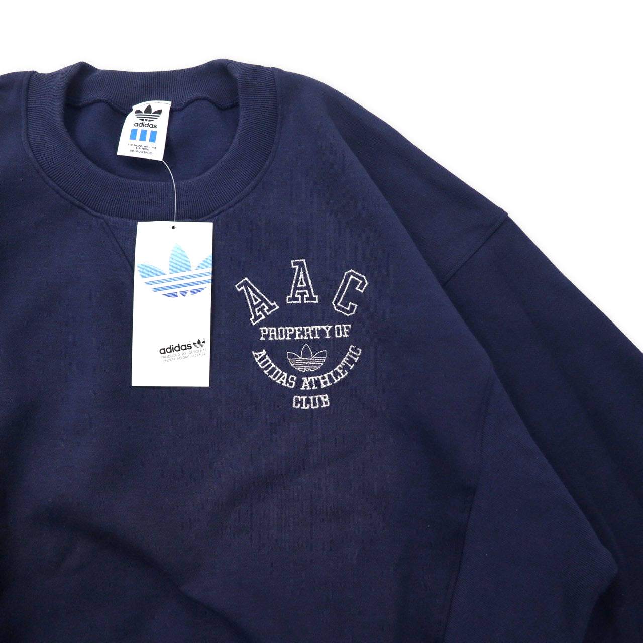 Adidas 90s Trefoil Logo Embroidery Sweatshirt O Navy Polyester 