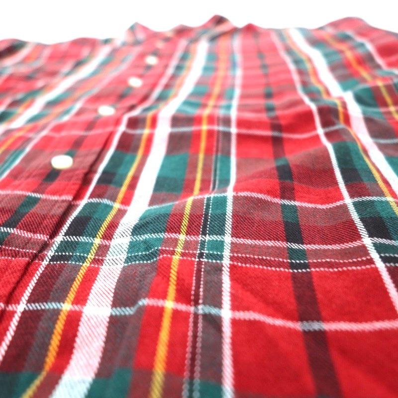 RALPH LAUREN 90s BLAIRE button-down flannel shirt L red check small pony embroidery