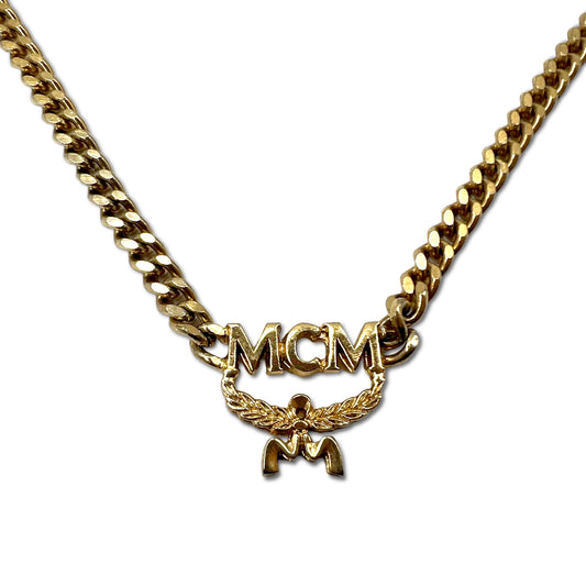 日本然リトテ-古着オンライン-MCM ロゴモチーフ ネックレス ペンダント 喜平 47cm ゴールド-MCM Logo Motif Necklace Pendant Kihei 47cm Gold