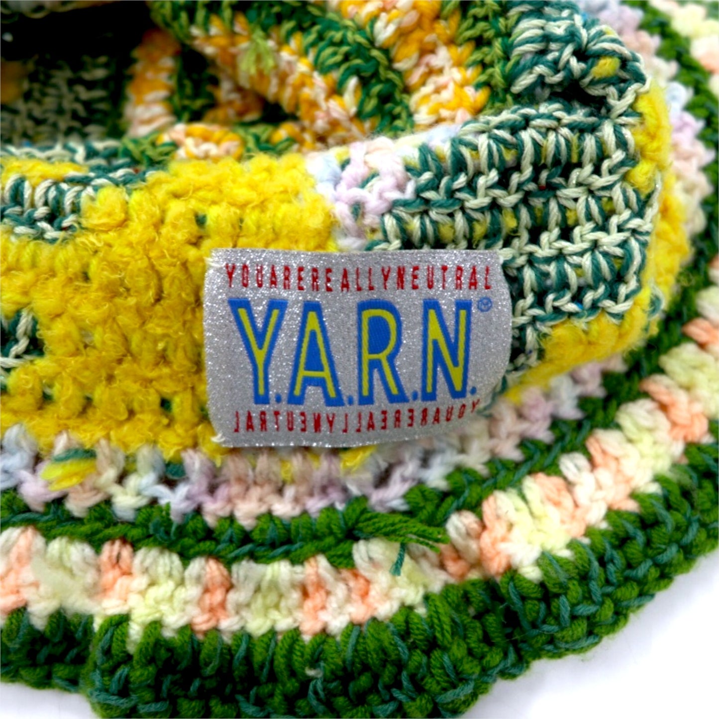 Y.A.R.N. ニット ハット FREE マルチカラー 総柄 陰陽 Yinyang Handmade Summer knit hat