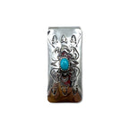 日本然リトテ-古着オンライン-Navajo Indian Jewelry Money Clip Turquoise ナバホ族 インディアンジュエリー マネークリップ ターコイズ スタンプワーク-Navajo Indian Jewelry Money Clip Turquoise Navajo Indian Jewelry Money Clip Turquoise Stamp Work