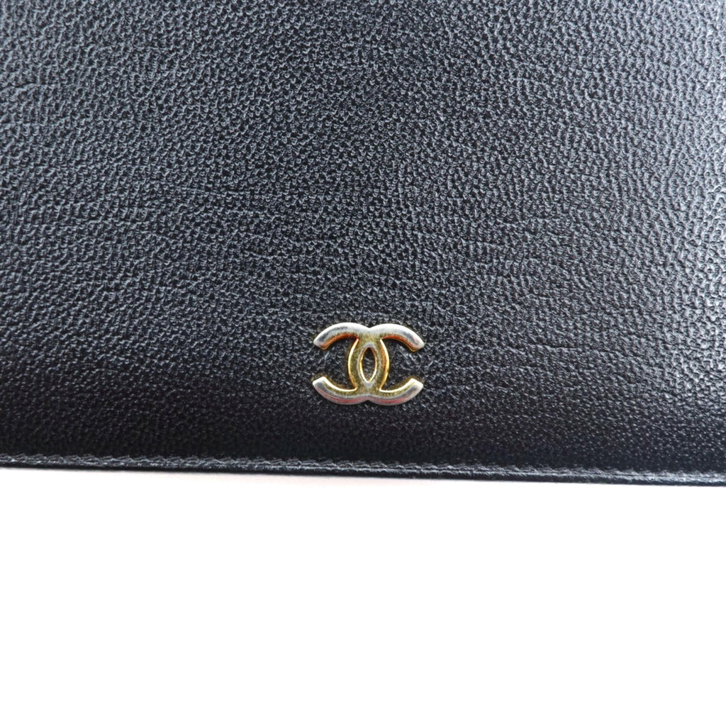 CHANEL Seburga Caviar Skin Long Wallet Black Leather Coco Mark A68706 Made in France
