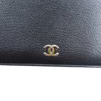 CHANEL Seburga Caviar Skin Long Wallet Black Leather Coco Mark A68706 Made in France