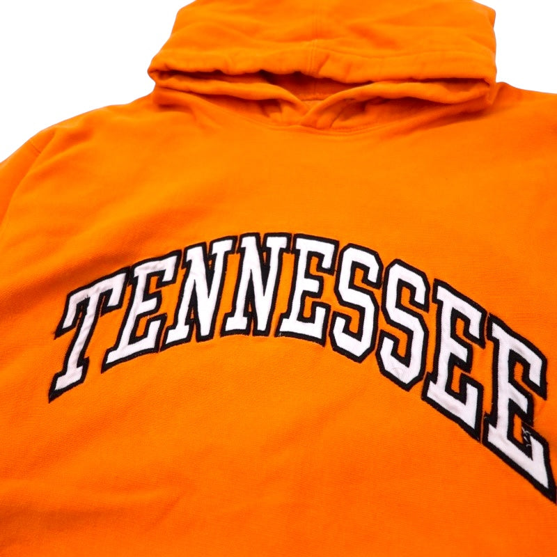 STEVE &amp; BARRY'S Reverse Weave Pullover Hoodie XL Yellow Cotton College TENESSE Arch Logo
