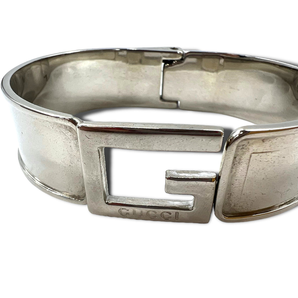 GUCCI G icon logo motif bracelet bangle silver made in Italy