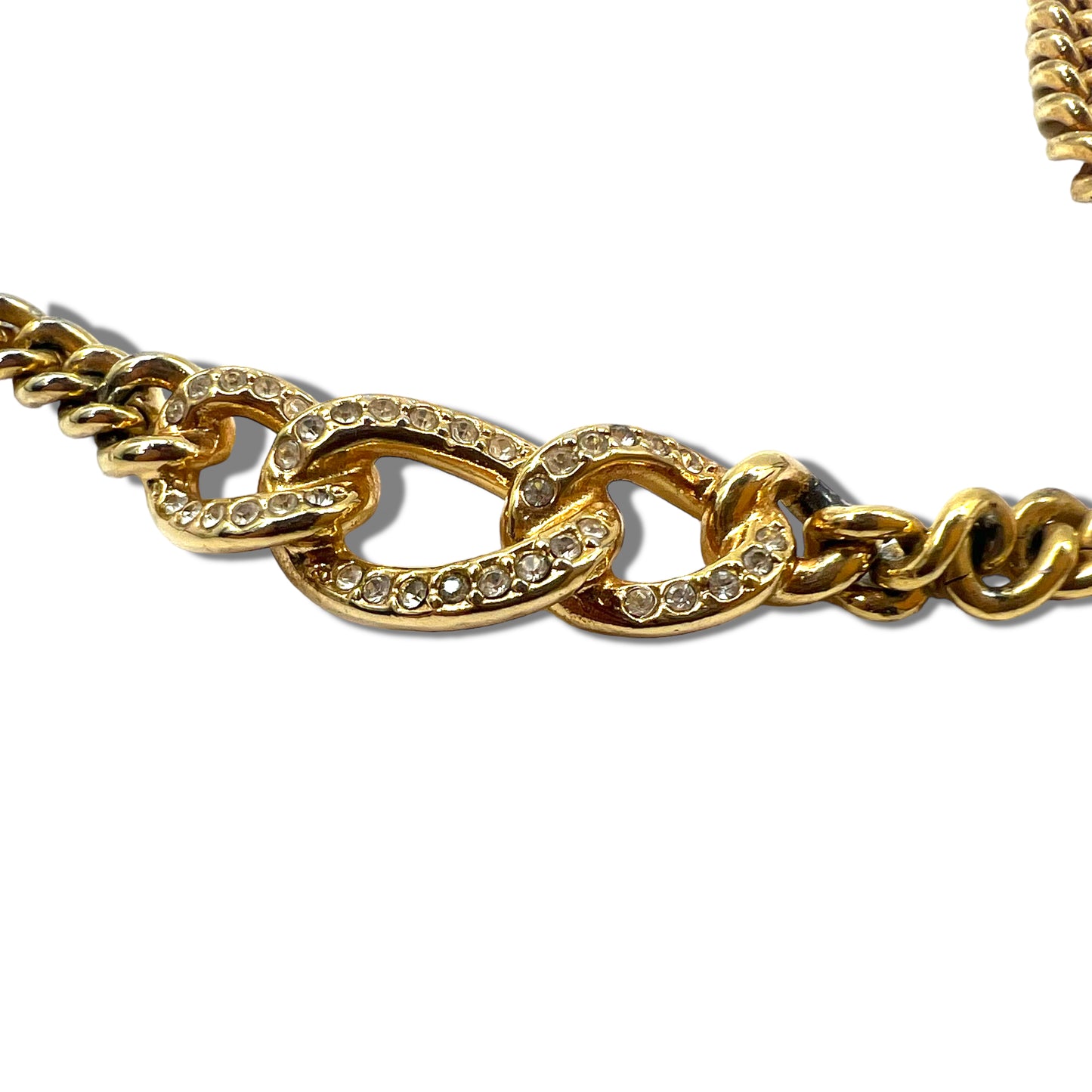 Christian Dior Chain Necklace Gold Line Stone GERMANY engraved 