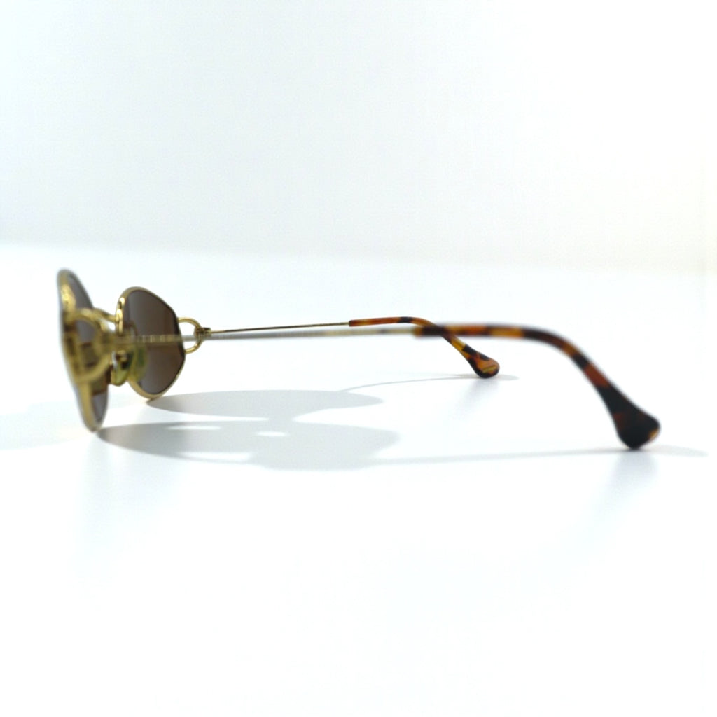 GUCCI Vintage Oval Sunglasses Gold Tortoiseshell Made in Italy