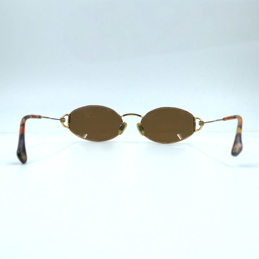 GUCCI Vintage Oval Sunglasses Gold Tortoiseshell Made in Italy